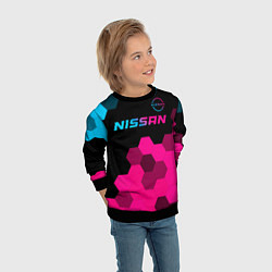 Свитшот детский Nissan - neon gradient: символ сверху, цвет: 3D-черный — фото 2