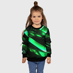 Свитшот детский Зеленая неоновая абстракция, цвет: 3D-черный — фото 2