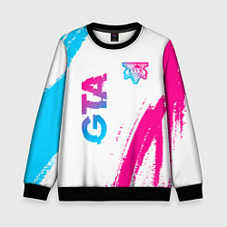 Детский свитшот GTA neon gradient style: надпись, символ