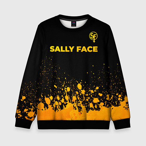 Детский свитшот Sally Face - gold gradient: символ сверху / 3D-Черный – фото 1