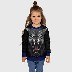 Свитшот детский Серый волк, цвет: 3D-синий — фото 2