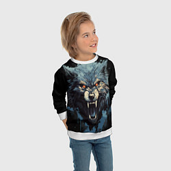 Свитшот детский Blue black wolf, цвет: 3D-белый — фото 2