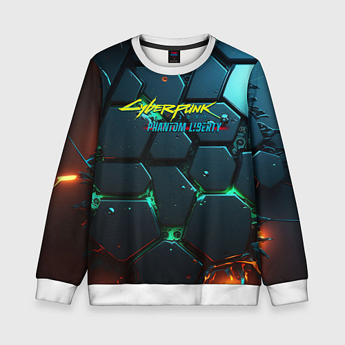 Детский свитшот Cyberpunk 2077 phantom liberty logo / 3D-Белый – фото 1