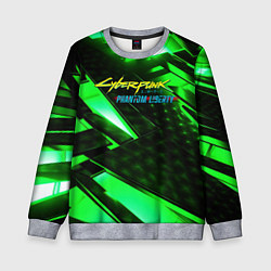 Свитшот детский Cyberpunk 2077 phantom liberty neon green, цвет: 3D-меланж