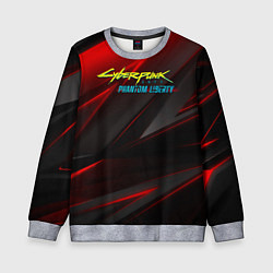 Свитшот детский Cyberpunk 2077 phantom liberty red black logo, цвет: 3D-меланж