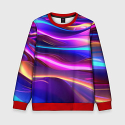 Свитшот детский Неоновые волны, цвет: 3D-красный