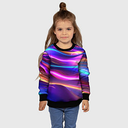 Свитшот детский Неоновые волны, цвет: 3D-черный — фото 2