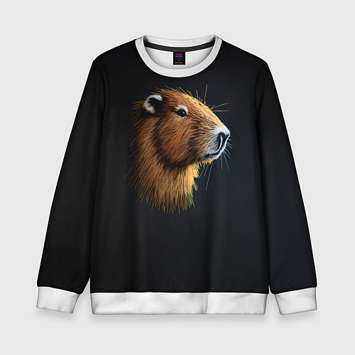 Детский свитшот Вышивка Капибара / 3D-Белый – фото 1