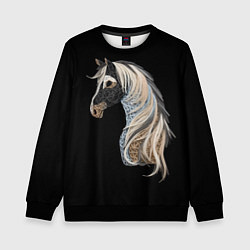 Свитшот детский Вышивка Лошадь, цвет: 3D-черный