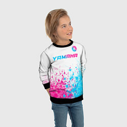 Свитшот детский Yamaha neon gradient style: символ сверху, цвет: 3D-черный — фото 2