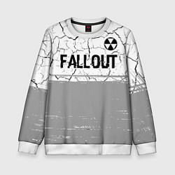 Свитшот детский Fallout glitch на светлом фоне: символ сверху, цвет: 3D-белый