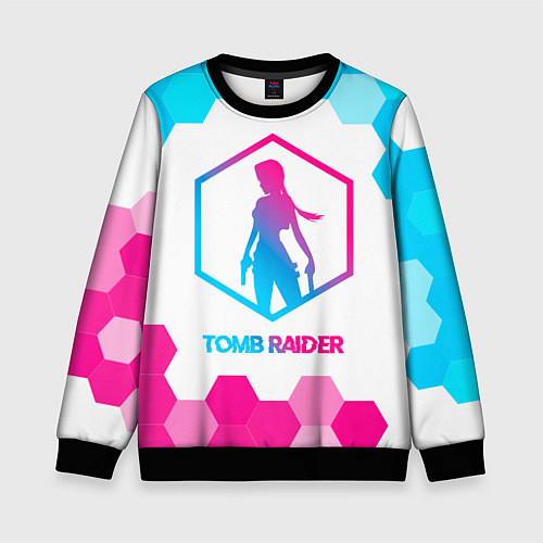 Детский свитшот Tomb Raider neon gradient style / 3D-Черный – фото 1