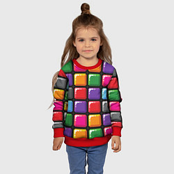 Свитшот детский Пиксельные кубики, цвет: 3D-красный — фото 2