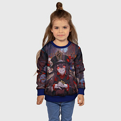 Свитшот детский Ху тао с призраками - Геншин, цвет: 3D-синий — фото 2