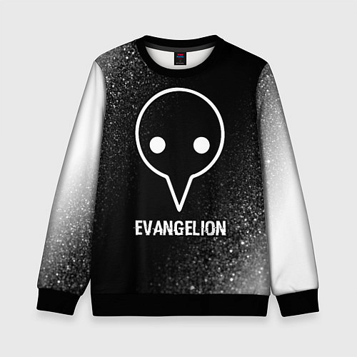 Детский свитшот Evangelion glitch на темном фоне / 3D-Черный – фото 1