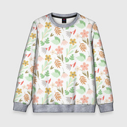 Свитшот детский Листики цветочки, цвет: 3D-меланж