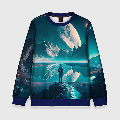 Детский свитшот Человек на неизвестной планете / 3D-Синий – фото 1