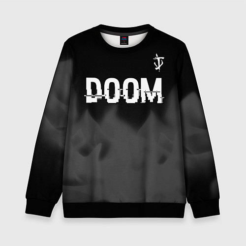Детский свитшот Doom glitch на темном фоне: символ сверху / 3D-Черный – фото 1