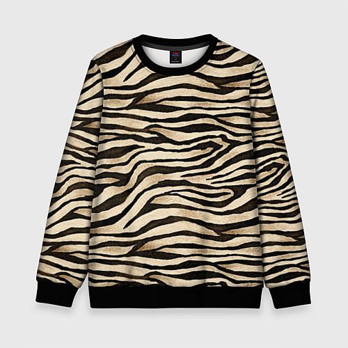 Детский свитшот Шкура зебры и белого тигра / 3D-Черный – фото 1