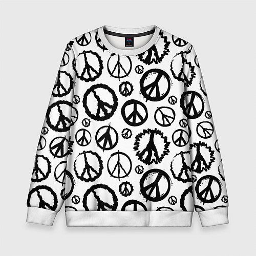Детский свитшот Many peace logo / 3D-Белый – фото 1