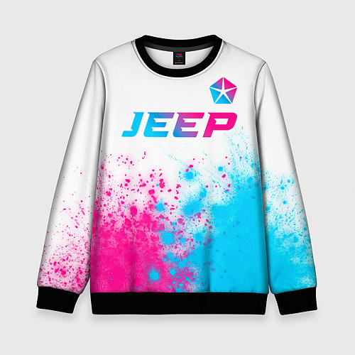 Детский свитшот Jeep neon gradient style: символ сверху / 3D-Черный – фото 1