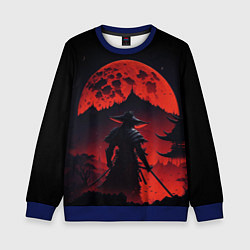 Детский свитшот Самурай, деревня и луна - мрачный