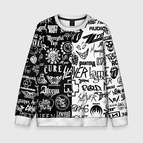 Детский свитшот Логотипы лучших рок групп / 3D-Белый – фото 1
