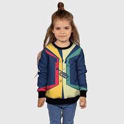 Свитшот детский Труба в разноцветных полосах Jazz music, цвет: 3D-черный — фото 2