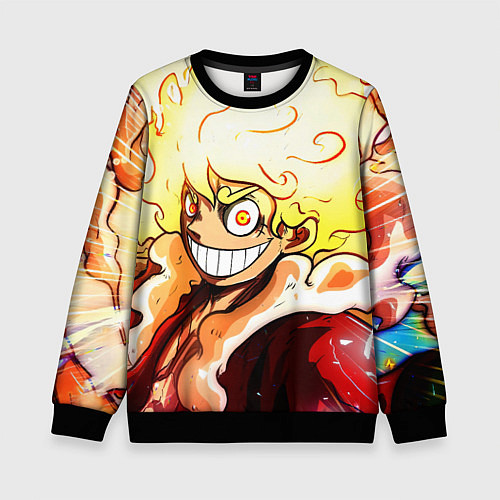 Детский свитшот Луффи 5 гир бог Ника - One Piece / 3D-Черный – фото 1