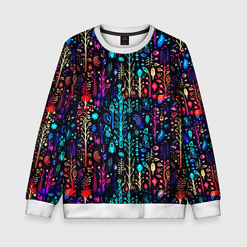 Детский свитшот Флуоресцентные Цветы / 3D-Белый – фото 1