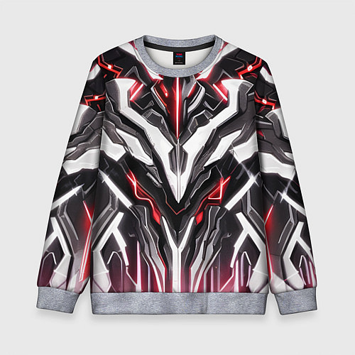 Детский свитшот Неоновая кибер броня красная / 3D-Меланж – фото 1
