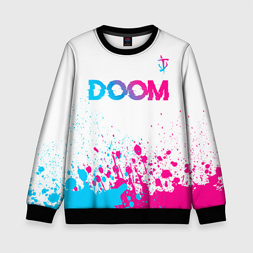Детский свитшот Doom neon gradient style: символ сверху / 3D-Черный – фото 1