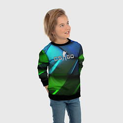 Свитшот детский CS GO green blue abstract, цвет: 3D-черный — фото 2