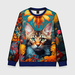 Детский свитшот Дикая кошка в цветах