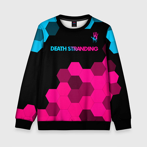 Детский свитшот Death Stranding - neon gradient: символ сверху / 3D-Черный – фото 1