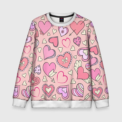 Детский свитшот Many many hearts / 3D-Белый – фото 1