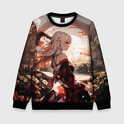 Детский свитшот Японская девушка при закате солнца