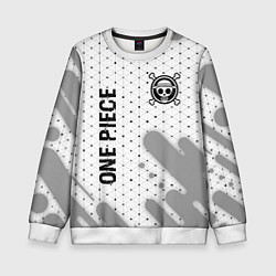 Детский свитшот One Piece glitch на светлом фоне: надпись, символ