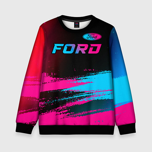 Детский свитшот Ford - neon gradient: символ сверху / 3D-Черный – фото 1