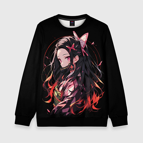 Детский свитшот Незуко комадо из клинка / 3D-Черный – фото 1