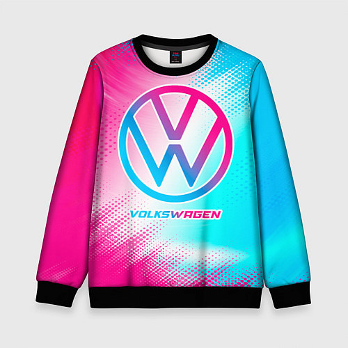 Детский свитшот Volkswagen neon gradient style / 3D-Черный – фото 1