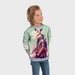 Свитшот детский Заяц на фоне луны - фантазия - нейросеть, цвет: 3D-меланж — фото 2