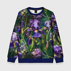 Свитшот детский Ирисы паттерн, цвет: 3D-синий