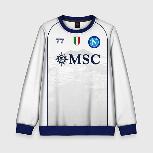 Детский свитшот Хвича Кварацхелия Наполи форма 2324 гостевая / 3D-Синий – фото 1