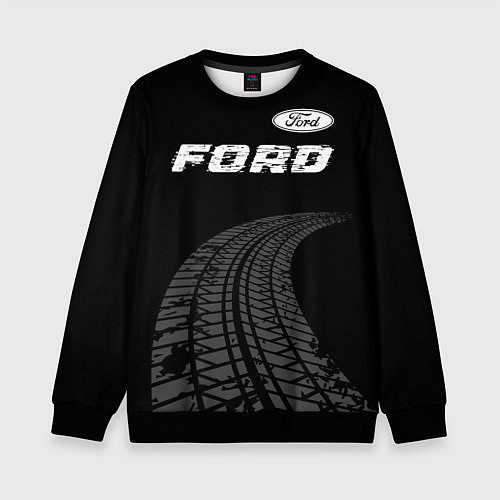 Детский свитшот Ford speed на темном фоне со следами шин: символ с / 3D-Черный – фото 1