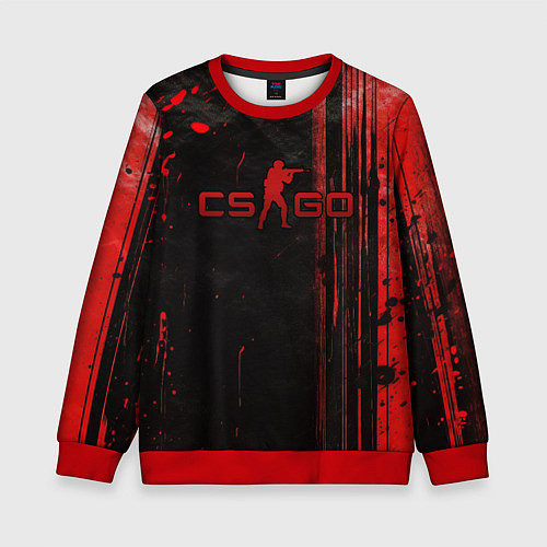 Детский свитшот CS GO black red brushes / 3D-Красный – фото 1