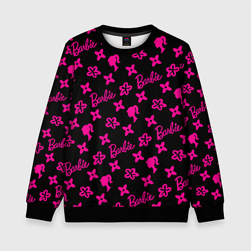 Детский свитшот Барби паттерн черно-розовый / 3D-Черный – фото 1