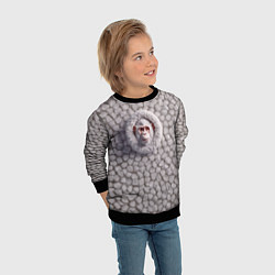 Свитшот детский Забавная белая обезьяна, цвет: 3D-черный — фото 2