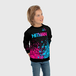Свитшот детский Hitman - neon gradient: символ сверху, цвет: 3D-черный — фото 2