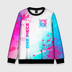 Детский свитшот One Piece neon gradient style: надпись, символ